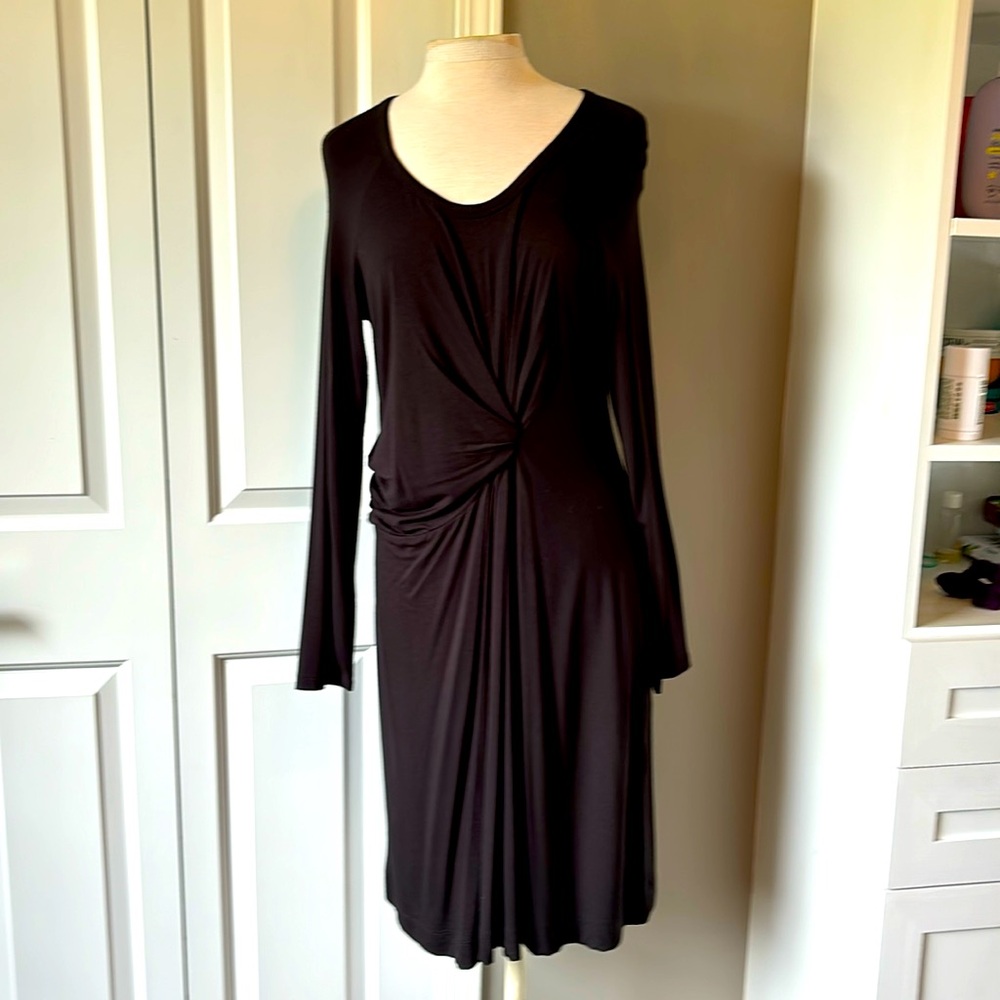 Simply Vera Vera Wang ruched black midi dress Large EUC